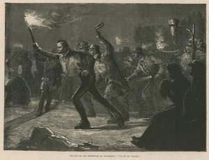Schaatsen op de Serpentine bij fakkellicht door William Heysham Overend