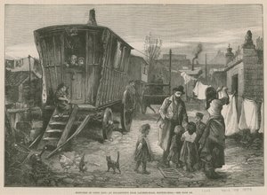 Schetsen van het Zigeunerleven; Een kamp bij Latimer Road, Notting Hill (gravure)