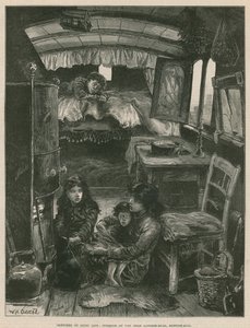 Schetsen van het zigeunerleven; Interieur van een wagen nabij Latimer Road, Notting Hill door William Heysham Overend