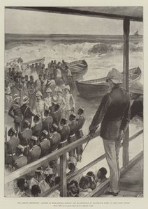 De Ashanti Expeditie, landing van Viceadmiraal Rawson, en zijn Ontvangst door Sir Francis Scott, bij Cape Coast Castle door William Heysham Overend