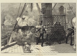 Het Bombardement van Alexandrië, Explosie van een Granaat aan Boord van HMS Alexandria, Nauwe Ontsnapping van Stafcommandant Hosken