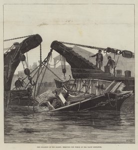 De botsing in de Solent, het verwijderen van het wrak van het jacht Mistletoe door William Heysham Overend