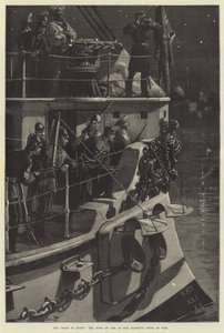 De crisis in Egypte, de boegen van een van Hare Majesteits oorlogsschepen door William Heysham Overend