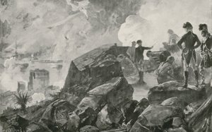 De Vernietiging van de Spaanse Stormschepen door de Britten bij Gibraltar door William Heysham Overend