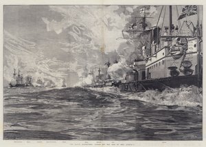 De marine-oefeningen, actie bij het eiland Man, 3 augustus door William Heysham Overend