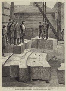 De nieuwe Eddystone vuurtoren, de steenhouwerij in Oreston door William Heysham Overend