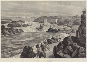 De Nijl Expeditie, het slepen van de Walvisboten met troepen door de Eerste Poort van de Tweede Cataract