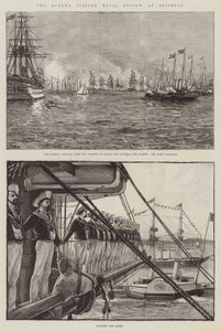 De Jubileum Marine Review van de Koningin bij Spithead door William Heysham Overend