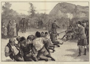 De Koninklijke Familie in de Hooglanden, het Touwtrekken-Balmoral tegen Abergeldie door William Heysham Overend