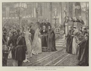 Het koninklijk huwelijk in Berlijn, huwelijksceremonie in de kapel van het koninklijk paleis