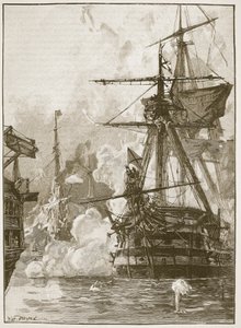 De Russische aanval op Sinope, illustratie uit 