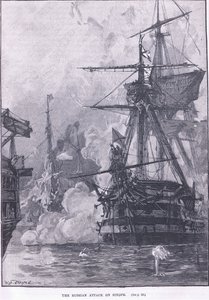De Russische aanval op Sinope 1853 AD door William Heysham Overend