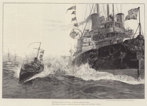 De Sanspareil, vlaggenschip van Sir Michael Culme-Seymour, in de Middellandse Zee door William Heysham Overend