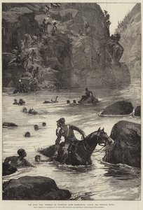 De Zoeloe Oorlog, Terugtocht van Vluchtelingen van Isanhlwana over de Buffalo Rivier door William Heysham Overend