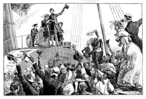 De koningin verlaat Kingstown, koninklijk bezoek aan Ierland, ca. 1849, 1888