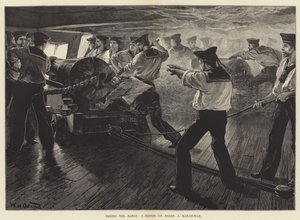 Het Bereiken van het Bereik, een Schets aan Boord van een Oorlogsschip door William Heysham Overend