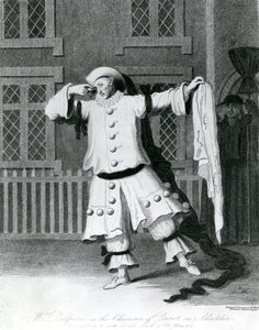Mr Delphini in de rol van Pierot in Aladdin, 1780-1790