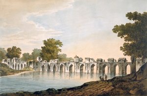 Een Uitzicht op de Brug bij Ilionpoor over de Rivier Goomty door William Hodges