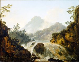 Een waterval in de Tuaruru-vallei, Tahiti door William Hodges