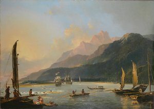Uitzicht op Maitavie Bay, op het eiland Otaheite (Tahiti)