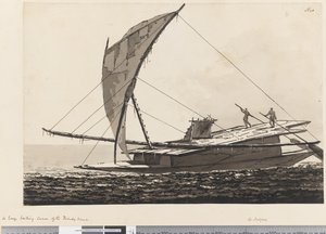 Een grote zeilkano van de Vriendelijke Eilanden door William Hodges