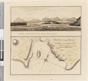 Kaart van Port Praya op het eiland St Jago, Kaapverdische Eilanden