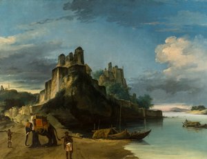 Zuidwestelijke zijde van het fort van Chunur Ghur aan de Ganges, Uttar Pradesh door William Hodges