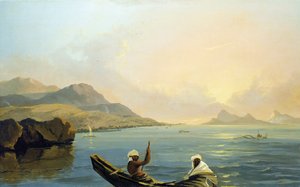 Tahiti: uitzicht op de provincie Oparree, het eiland Otaheite, en een deel van het eiland Moorea door William Hodges