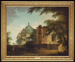 Uitzicht op een Moskee in Mounheer door William Hodges