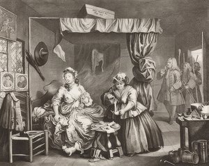 Het pad van een hoer, blad 3: De arrestatie. 1732 door William Hogarth
