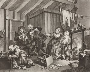 Het pad van een hoer, blad 5: De dood door William Hogarth
