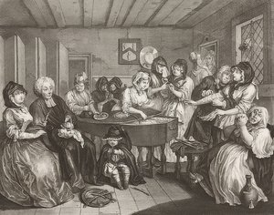 Het pad van een hoer. Blad 6: De begrafenis. 1732 door William Hogarth