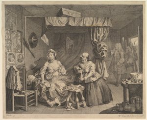 Een Hoerenloopbaan, Plaat 3, voor april 1732 door William Hogarth