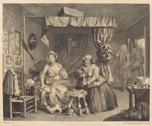 Het Hoerenleven: pl.3 door William Hogarth