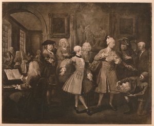 A Rakes Progress - 2: De Levée, 1733 door William Hogarth