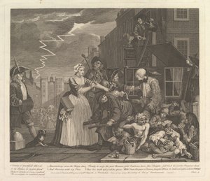 A Rakes Progress, Plaat 4, 25 juni 1735 door William Hogarth