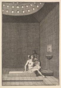Een Turks bad, Aubry de La Mottrayes reizen door Europa, Azië en in een deel van..., 1723-24 door William Hogarth