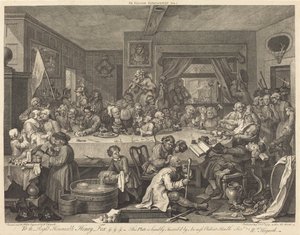 Een verkiezingsfeest door William Hogarth