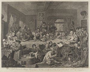 Een verkiezingsfeestmaal door William Hogarth
