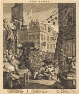 Bierstraat door William Hogarth