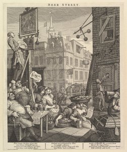 Bierstraat door William Hogarth