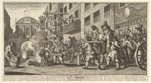 Het Verbranden van de Rumps bij Temple Bar Twaalf Grote Illustraties voor Samuel Butlers Hudibras, 1725-68 door William Hogarth