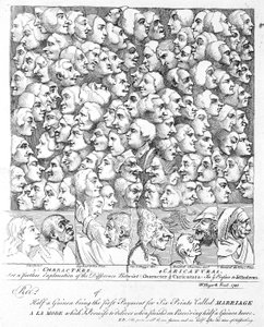 Personages en karikaturen door William Hogarth