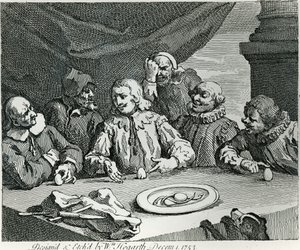 Columbus breekt het ei, 1753 door William Hogarth