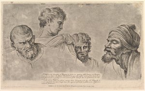 Vier Hoofden uit de Raphael Cartoons in Hampton Court