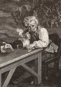 De parlementsverkiezingen. Blad 2: Stemmenwerving (detail) door William Hogarth
