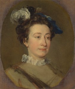 Meisje met een gevederde hoed door William Hogarth