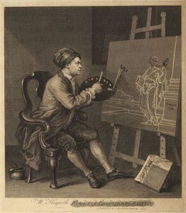 Hogarth schildert de Komische Muze door William Hogarth