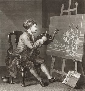 Hogarth schildert de komische muze