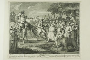 Het eerste avontuur van Hudibras, plaat drie van Hudibras door William Hogarth